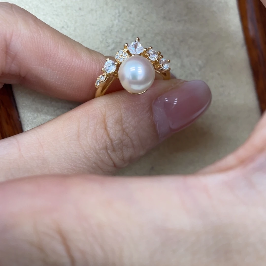 戒指海水珍珠银S925镶嵌