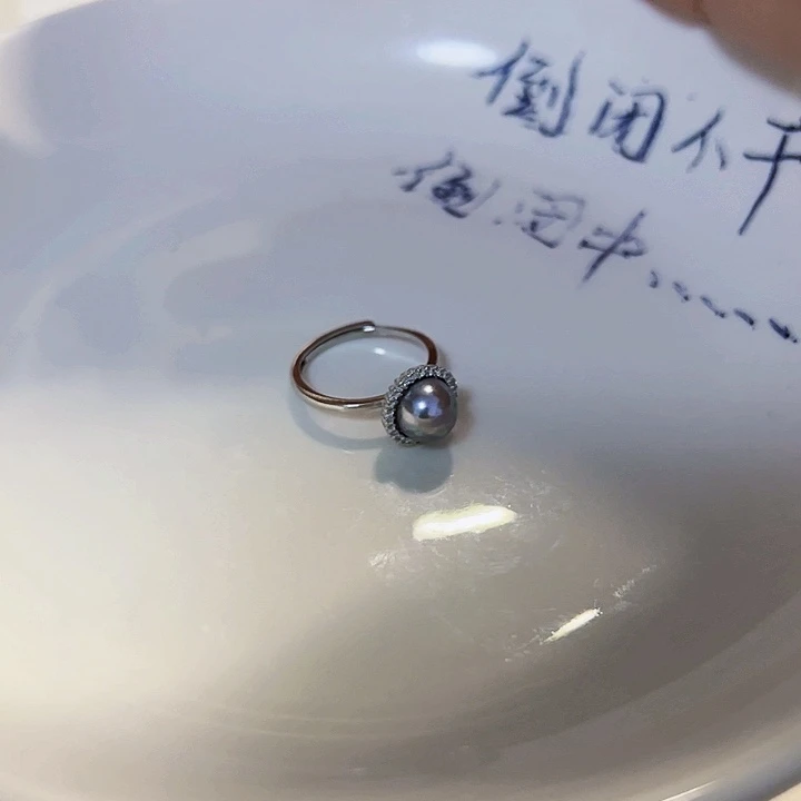 银S925镶嵌戒指海水珍珠