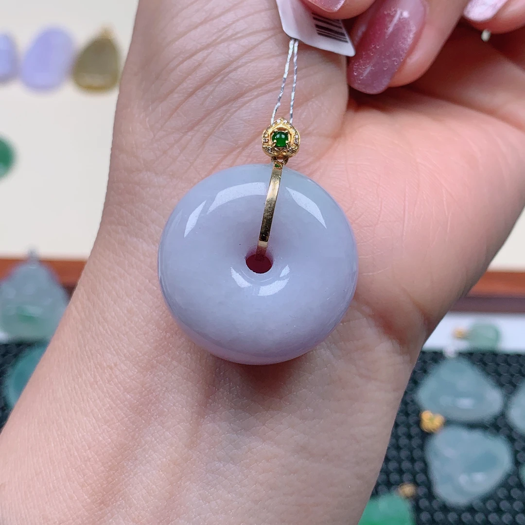 缅甸天然A货翡翠，紫罗兰面包扣 编号j/304尺寸26.2-12.9