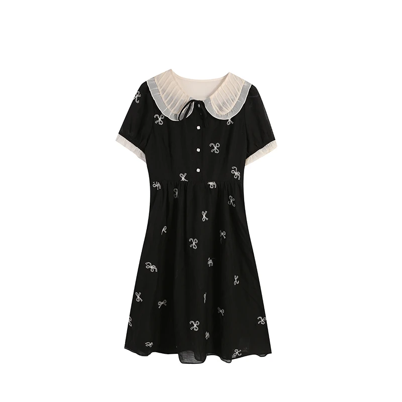 五季家大码女装夏季气质黑色连衣裙ZL106038