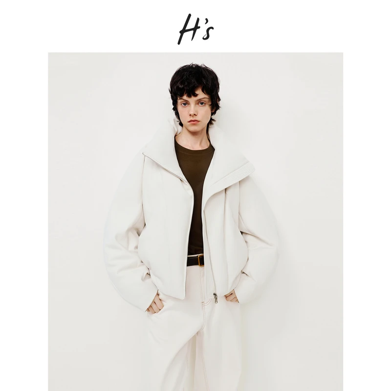 【陈大可专属9541】【白鹅绒】H'S黑色立领短款羽绒服25冬外套
