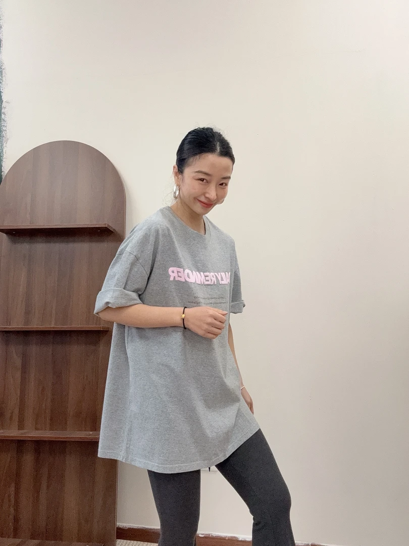 （六万）韩版英文印花简约百搭T恤宽松圆领ins风