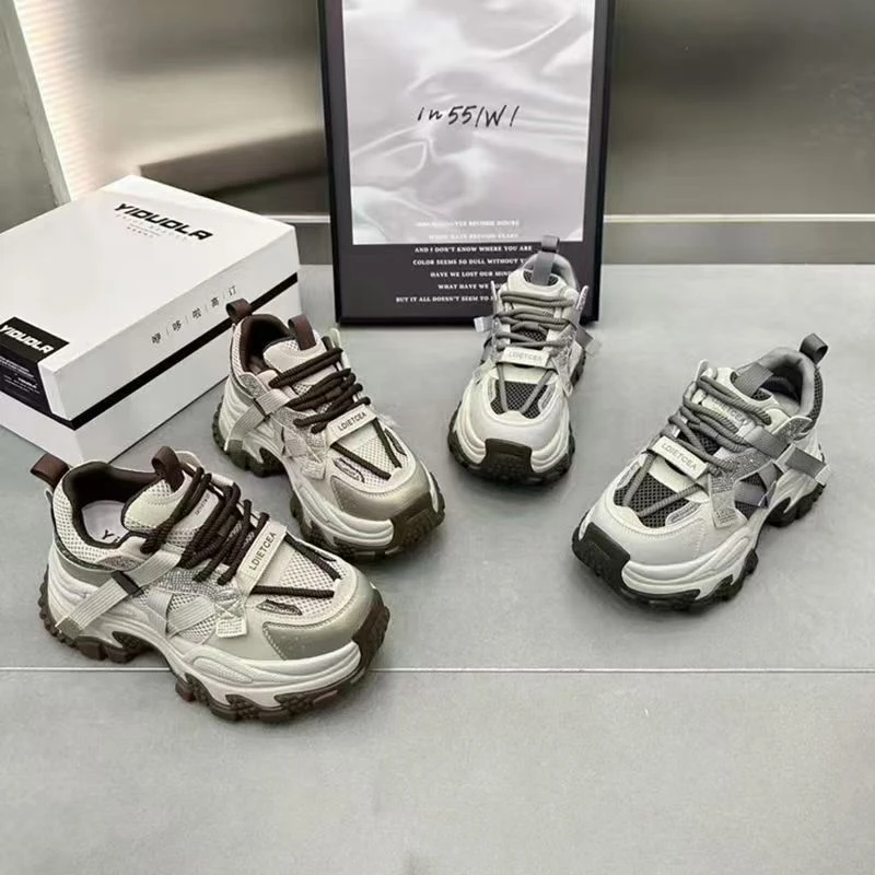 2025春季增高6厘米真皮休闲运动鞋老爹鞋女ins复古增高鞋子潮超款