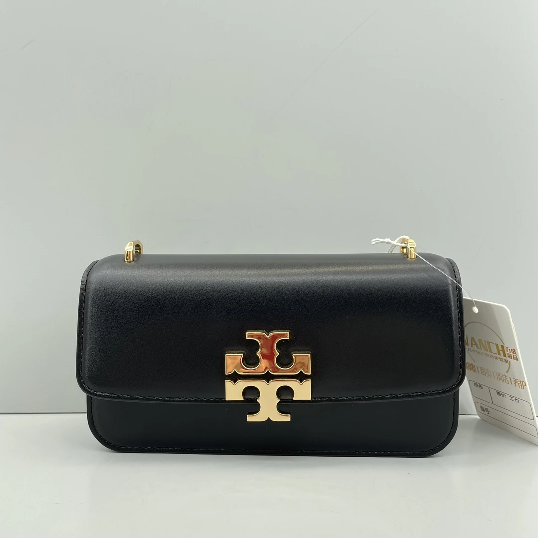 99新 TORY BURCH/汤丽柏琦 ELEANOR黑色法棍方包20*11*4cmE012504