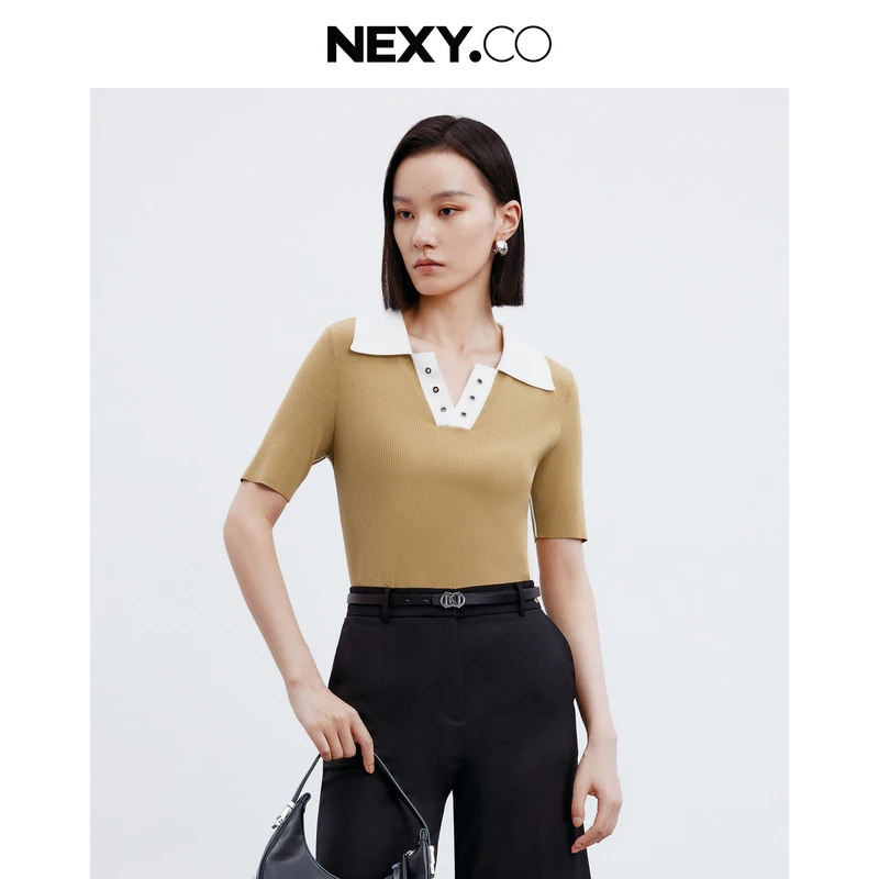 【晨粉专享价】奈蔻针织衫|休闲百搭|修身翻领|时尚显瘦|XZ02158D5