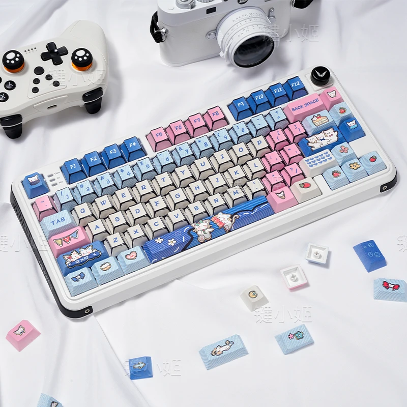 键小姬漫画风小猫咪可爱女生热升华客制化68/87/108机械键盘键帽