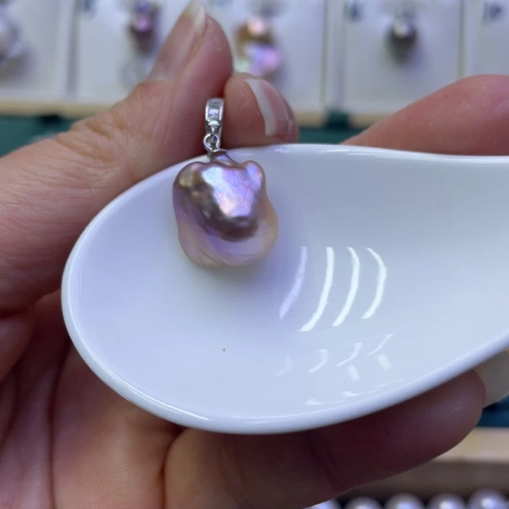 淡水珍珠吊坠(不含链)银S925镶嵌