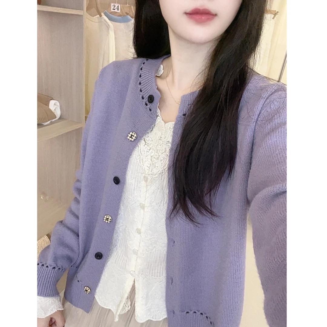 秋季长袖冬季厚款针织女毛针织衫宽松复古女装秋冬