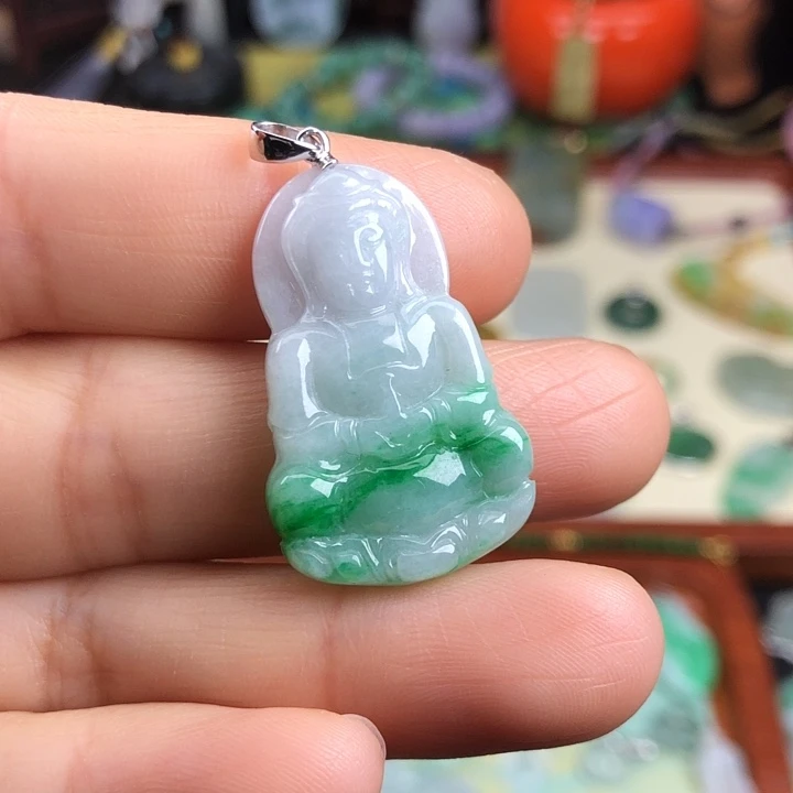 翡翠颈饰18K金镶嵌观音