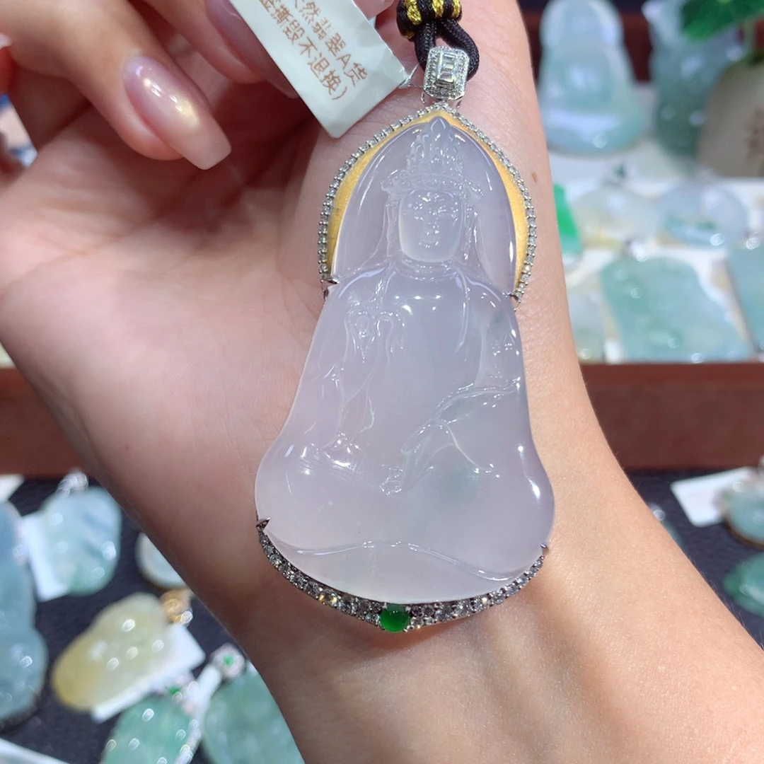 翡翠18K金镶嵌吊坠(不含链)