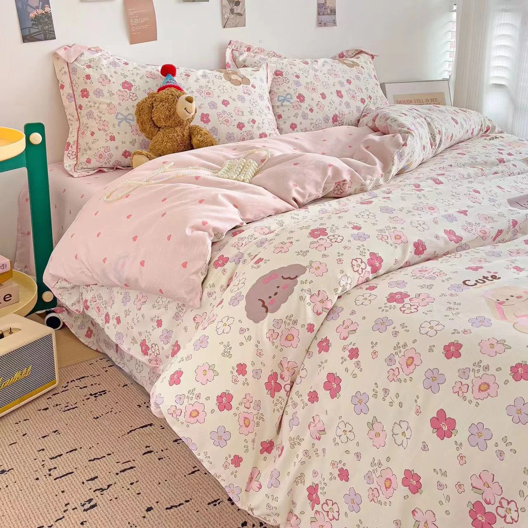 小玲子 薇芙曼 全棉100%棉纯棉三件套四件套印花工艺款可爱卡通风