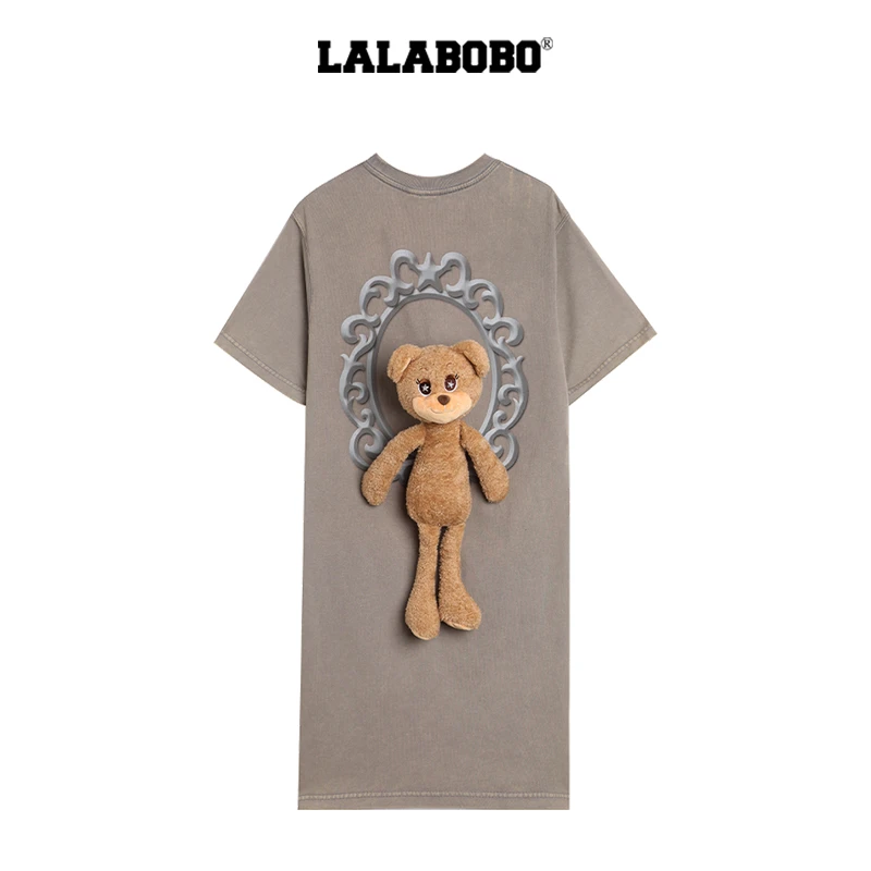 金源LALABOBOT恤连衣裙夏新款女原创短袖玩偶印花LBEB-WLZY16