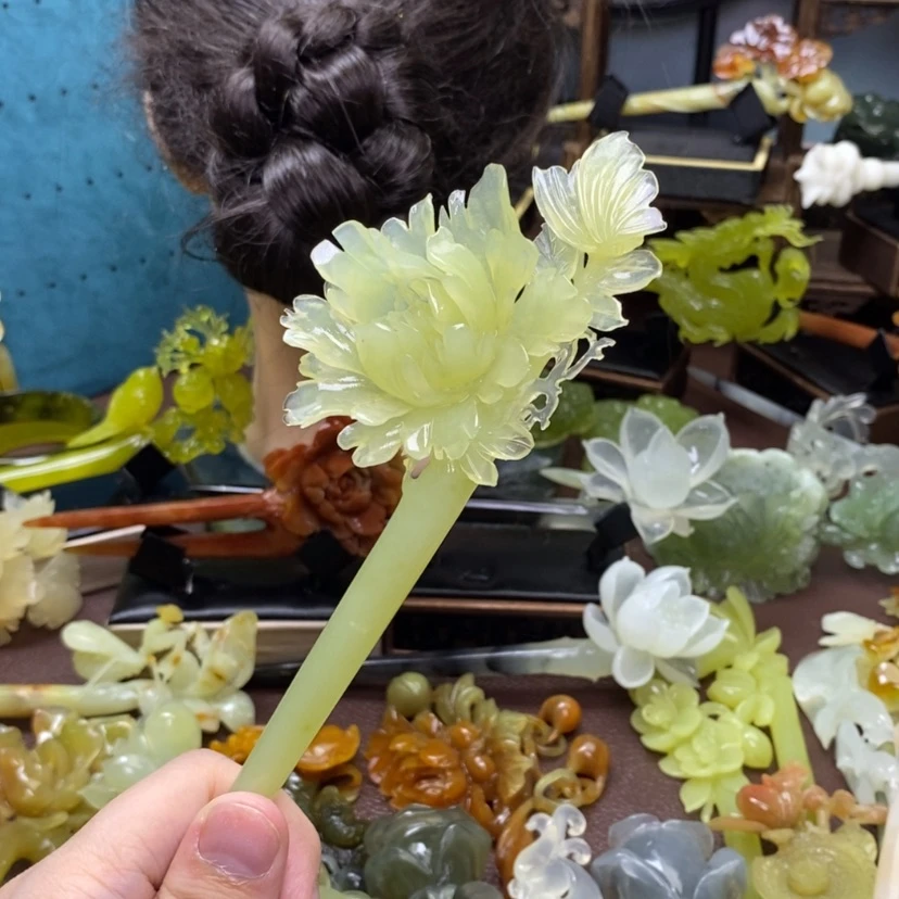 【闪购商品】蛇纹石玉发簪发簪盘发发簪未镶嵌幸***婆