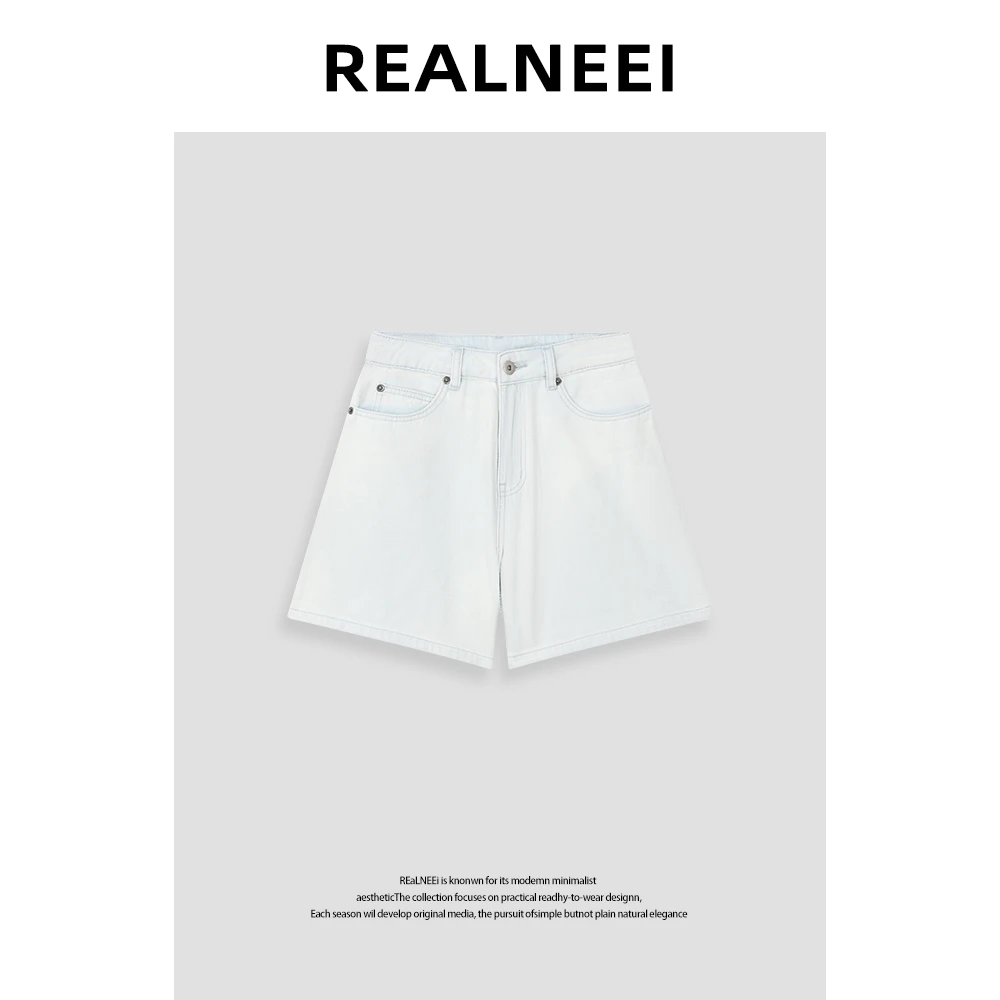 【REALNEE】“99%进口棉”酵洗水洗百搭显瘦牛仔短裤RLMMY4SH02205