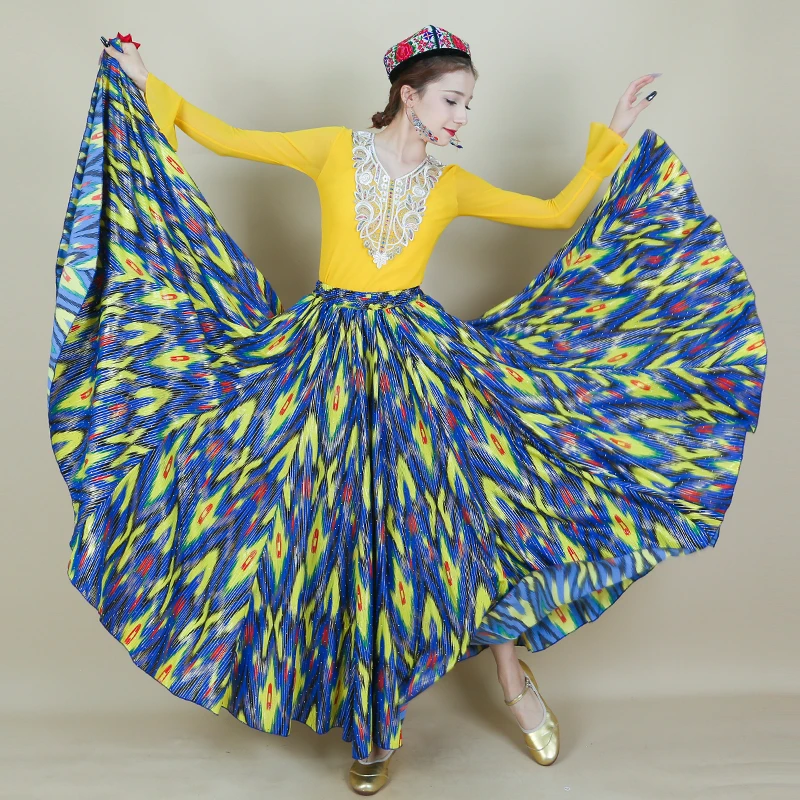 2025新款新疆民族风舞台演出服重工烫金艾德莱斯半身裙