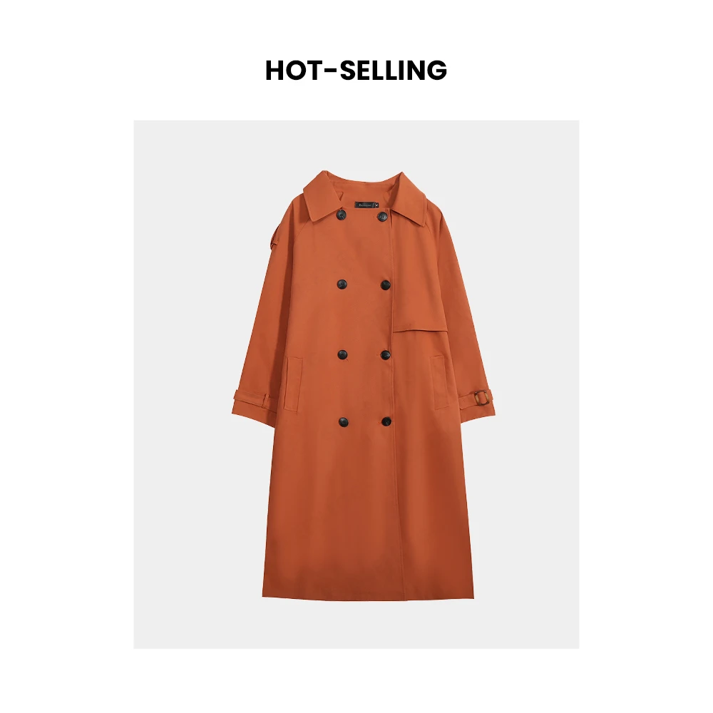 【年中大清清】Y205大码风衣胖mm加肥女复古双排扣中长款外套宽松