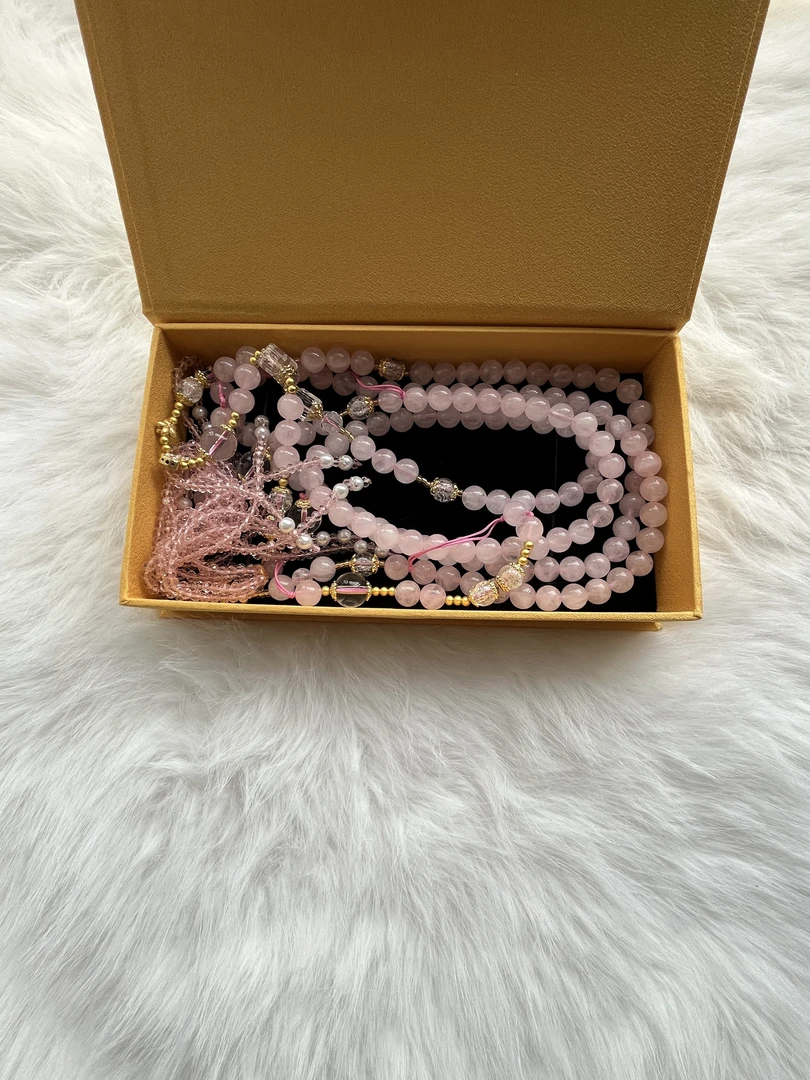 铜合金石英石项链 卡10粉水斜跨