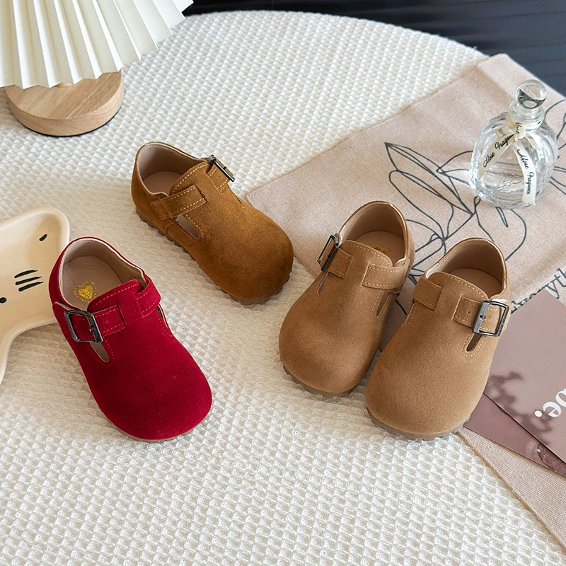 儿童勃肯鞋2025春秋新款小女孩软底休闲复古小皮鞋男童时尚豆豆鞋