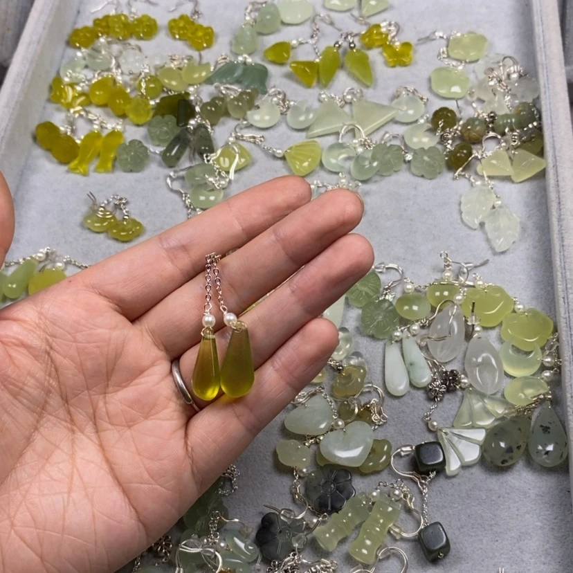 【闪购商品】未镶嵌蛇纹石玉挂件耳饰耳环项链宁****领