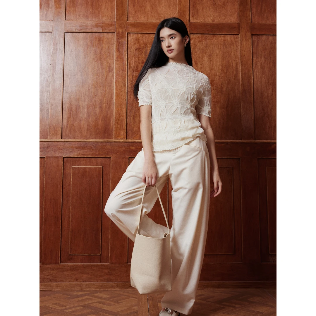 菠萝宝宝【寻月案】C13春夏新款爆款气质设计师三宅短袖上衣397-910