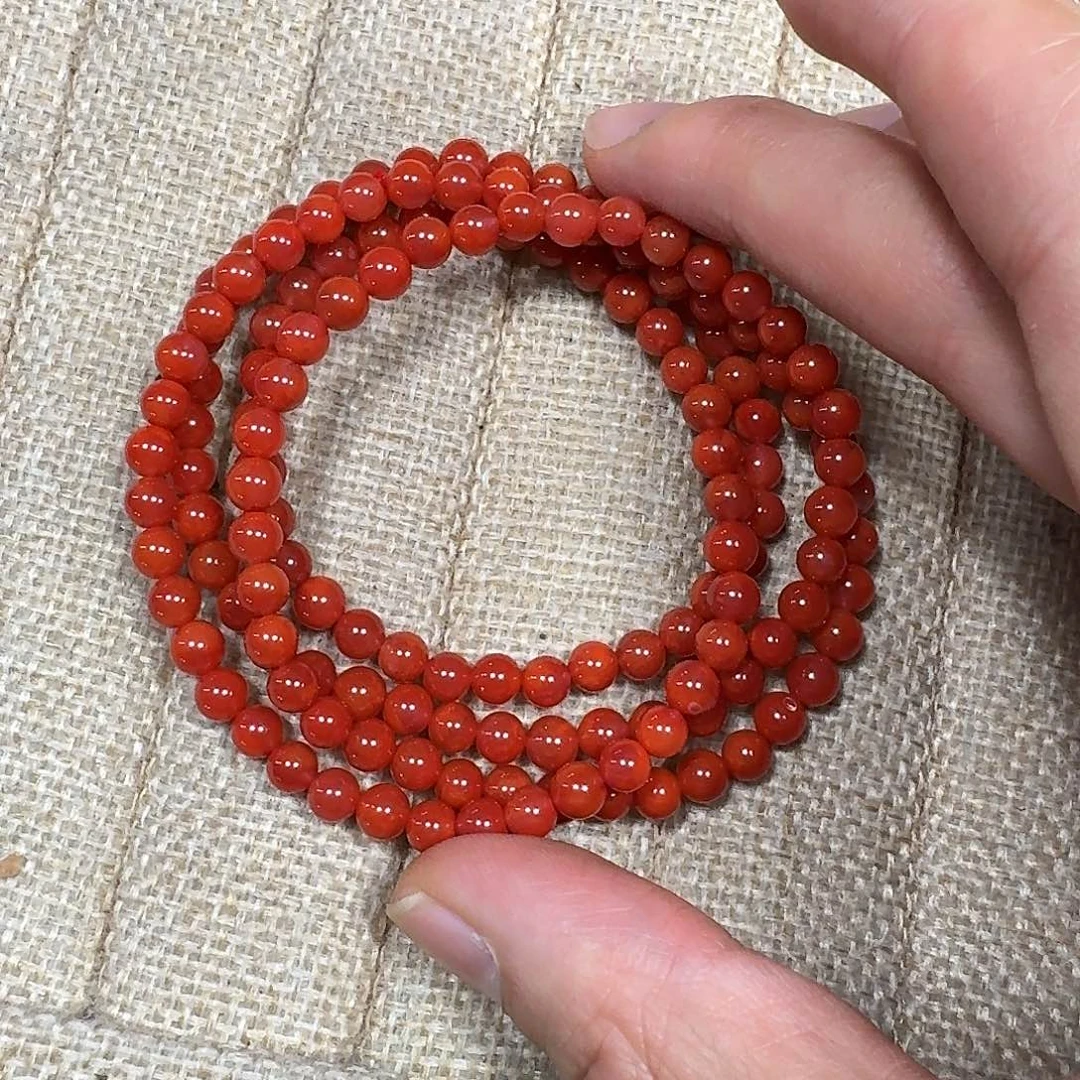 南红玛瑙未镶嵌手链项链多圈原矿南红瓦西玉化料柿子锦红5