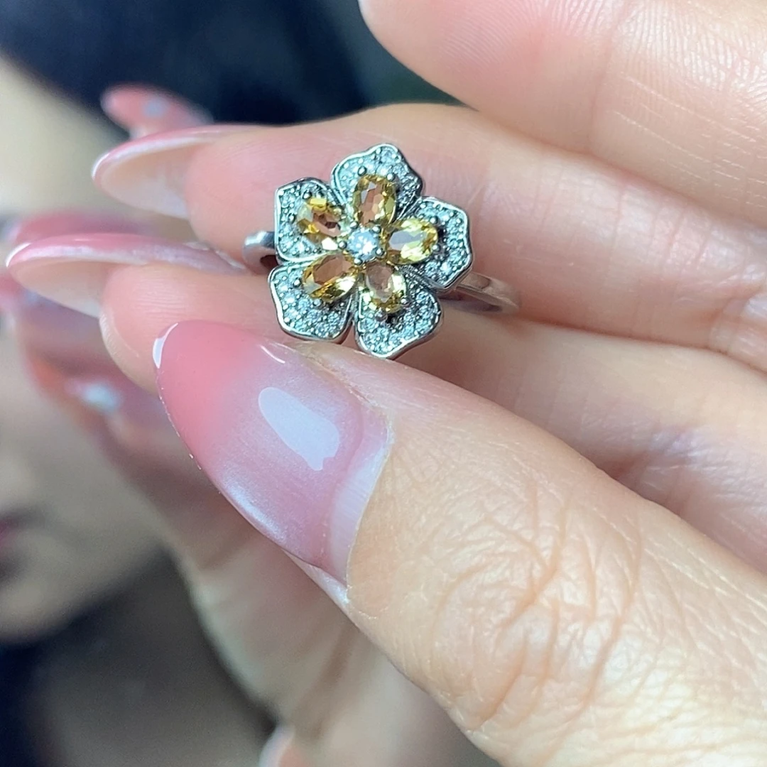 戒指银S925镶嵌黄晶