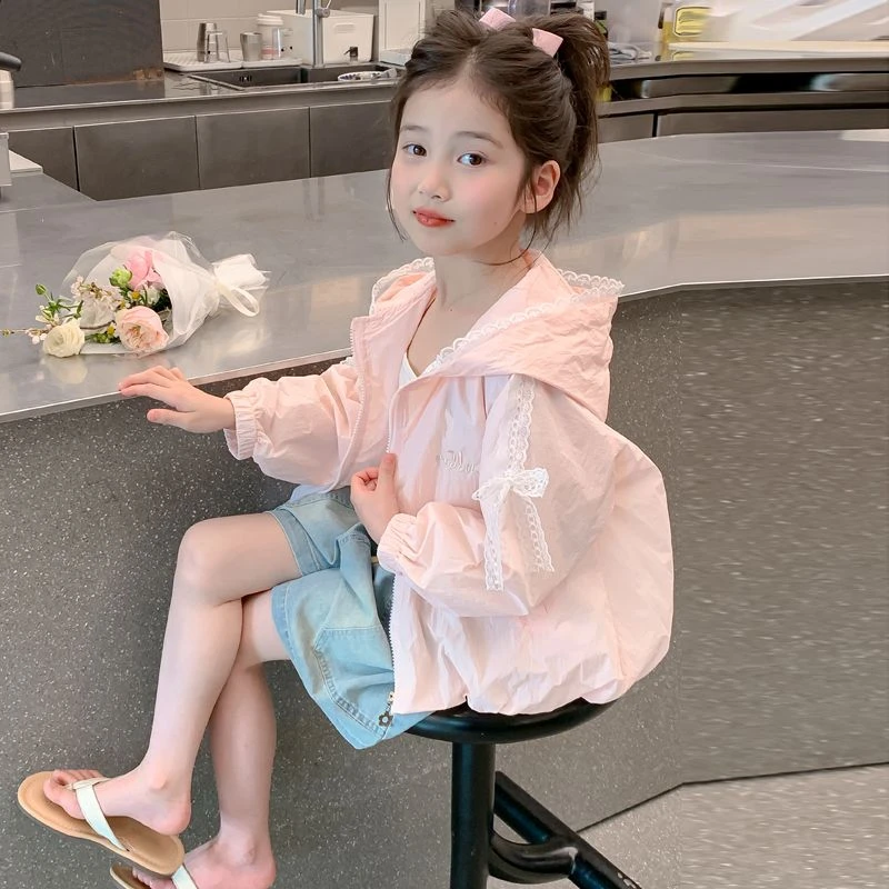 女童夏装防晒衣2025新款儿童洋气韩版女孩夏季连帽甜美防晒服外套
