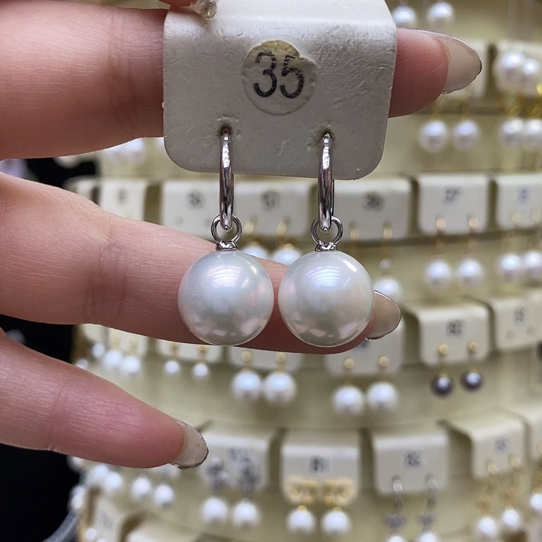 银S925镶嵌耳饰淡水珍珠