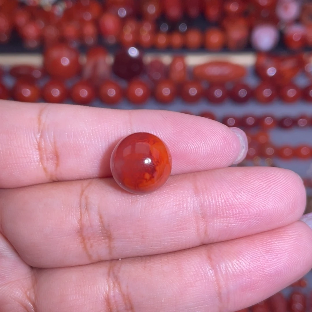 南红玛瑙未镶嵌瓦西圆珠卡12.7