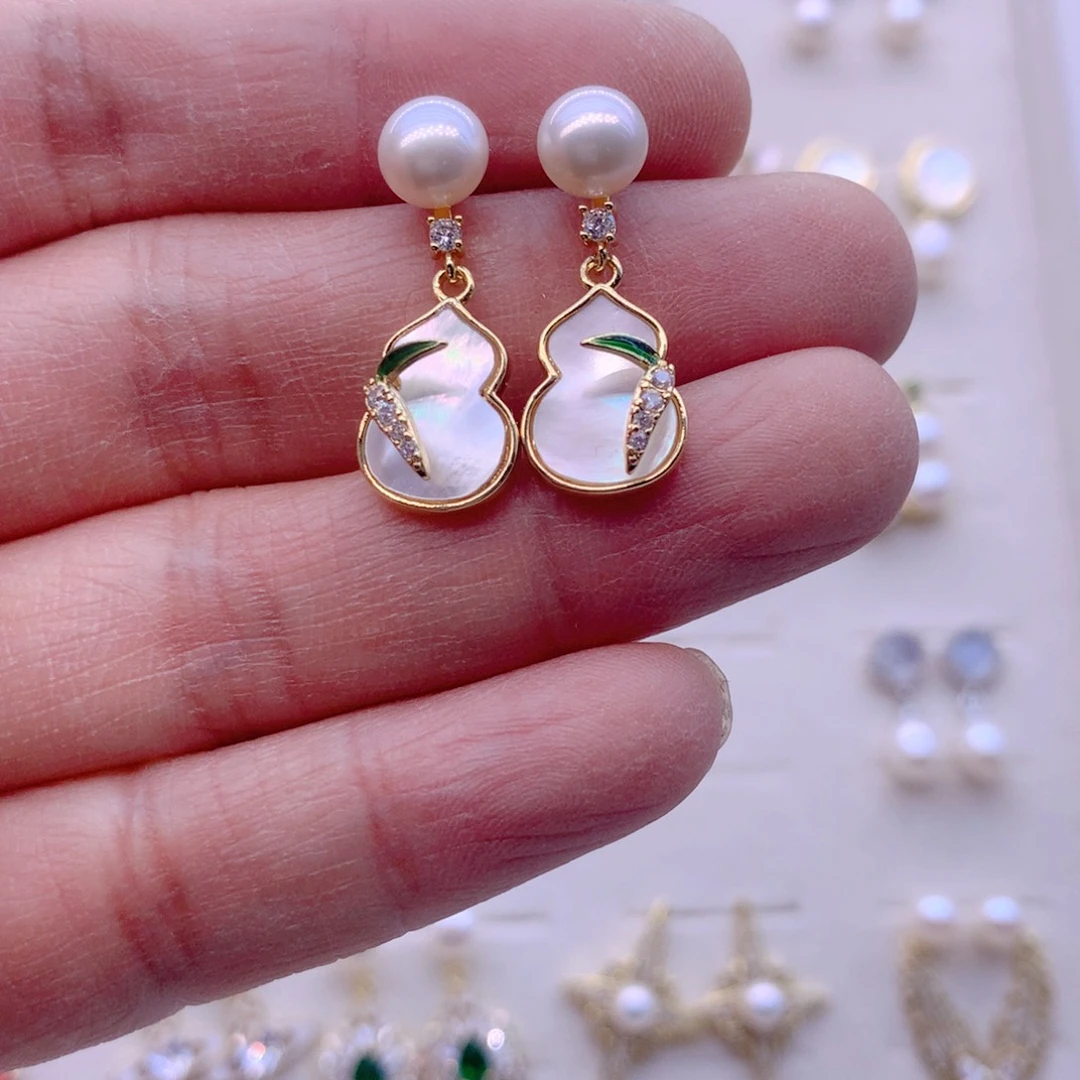 合金淡水珍珠耳饰