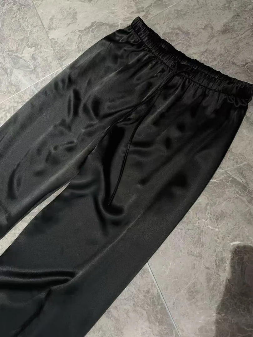 【TONG】高级感冰丝松紧腰休闲直筒裤（199）