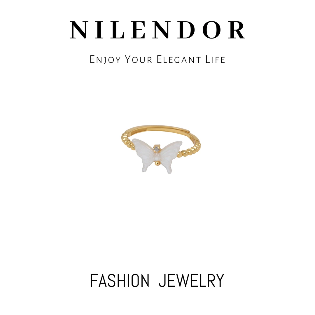 925银合成锆石戒指 D-06蝴蝶S925银高级感时尚百搭开口可调节戒指