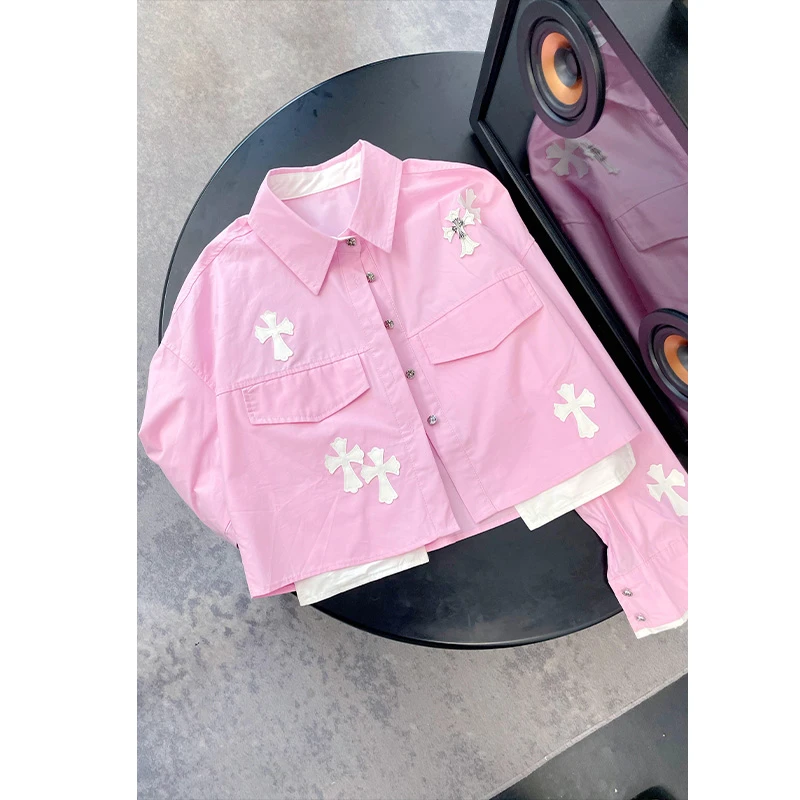 《现货》【克】撞色工装短款衬衫设计感通勤风高级感正肩衬 Ani-B663