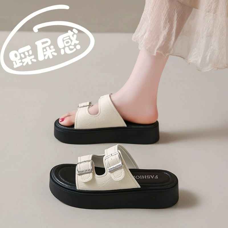 卓诗尼芙妮厚底凉拖鞋女夏外穿新款百搭配裙子鞋子女款一字拖