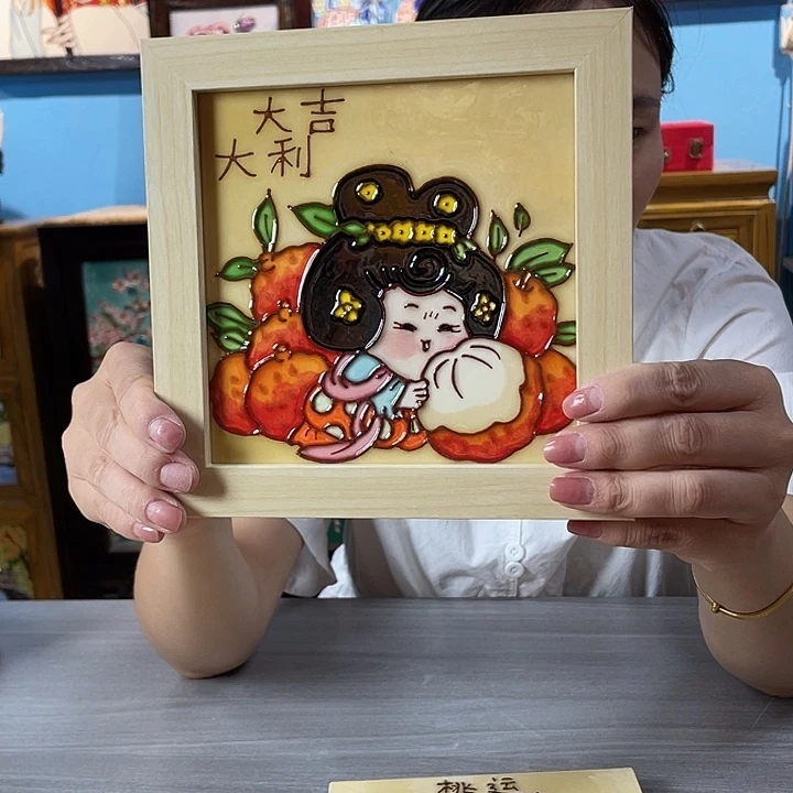 竖款纯手工制作瓷板画15微瑕