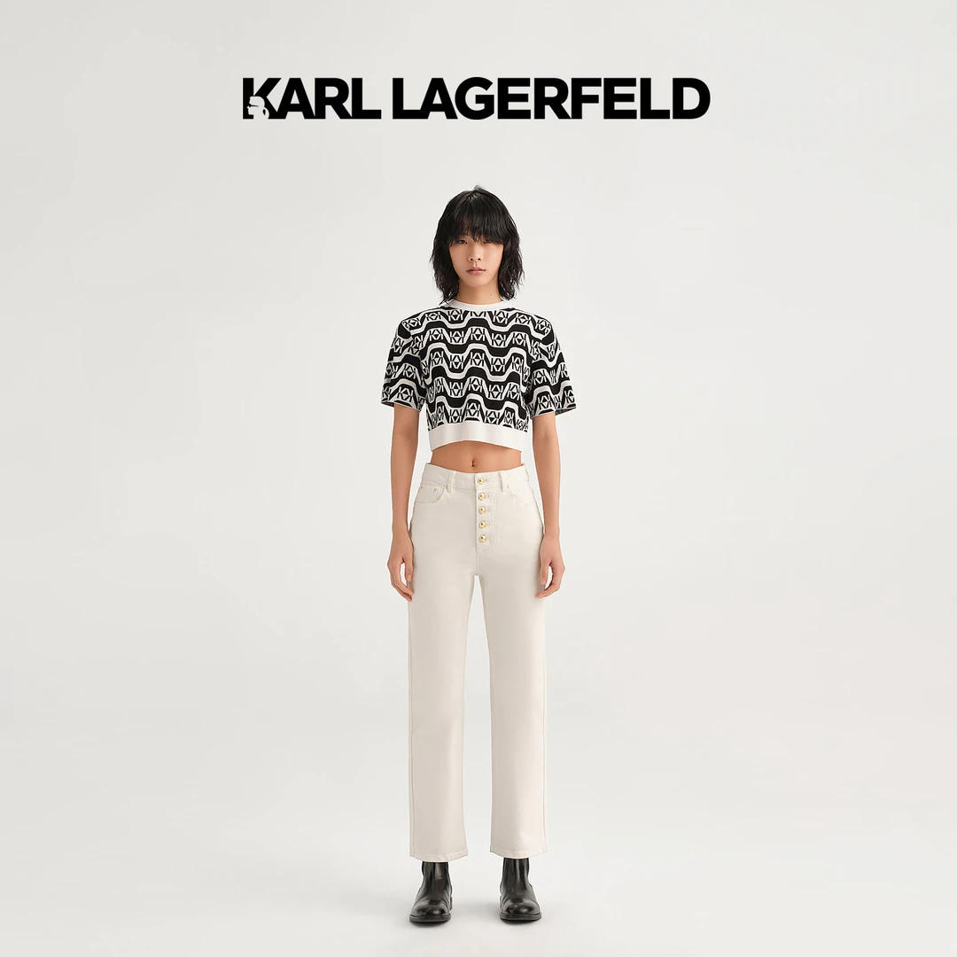 【晨粉专享价】KARL LAGERFELD 春夏季新款白色女士牛仔裤E33L1808