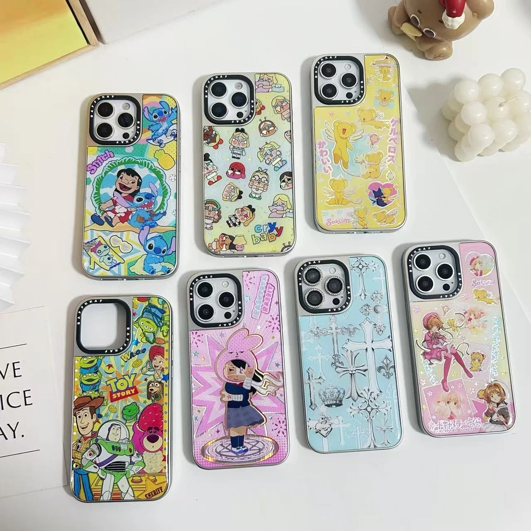 【定制】创意电镀银边滴胶卡通手机壳适用于苹果16promax.15promax