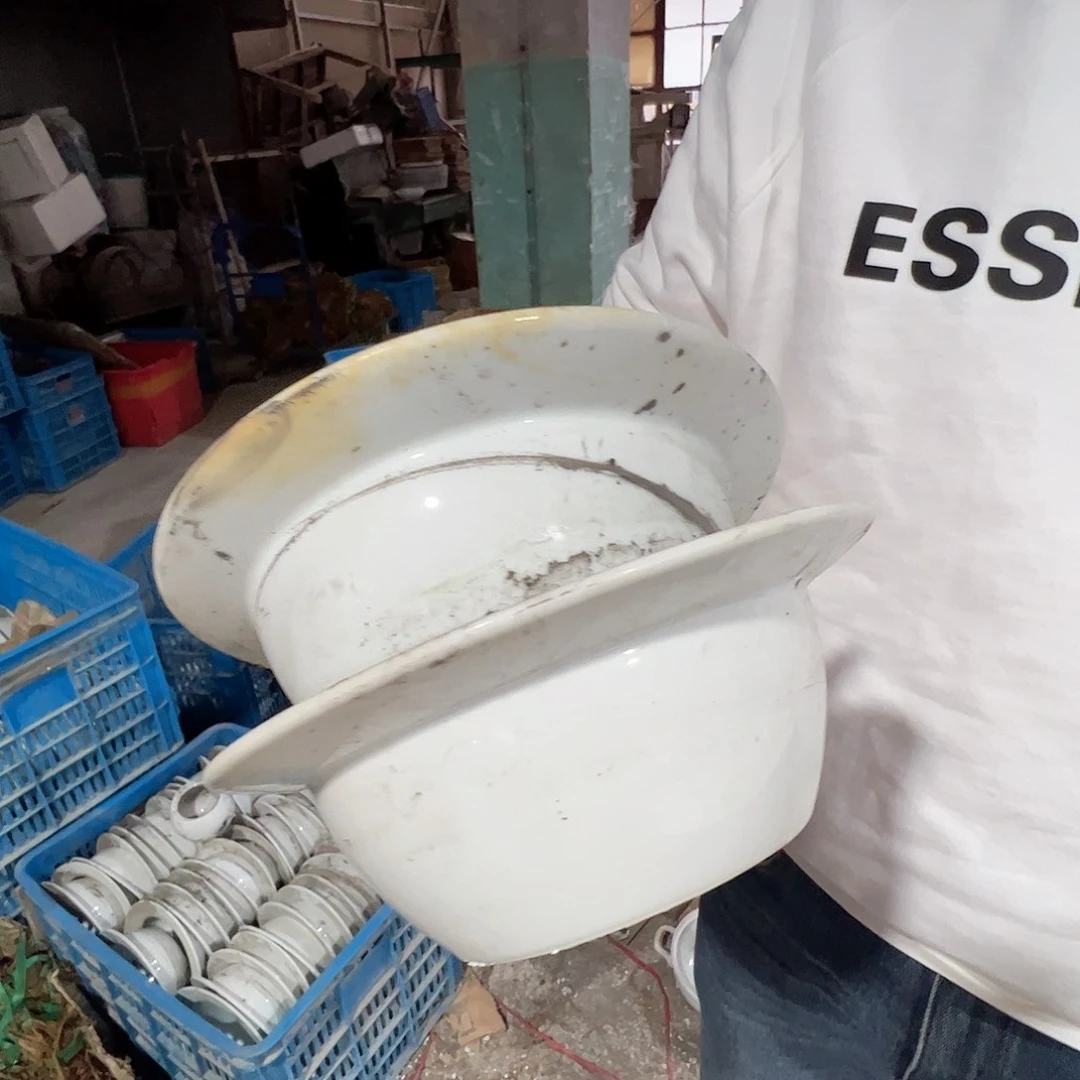 瓷景德镇高温陶瓷老白胎草帽面碗2个