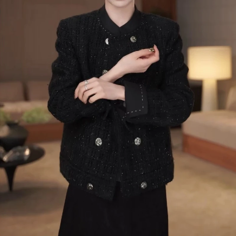 2025春秋新款黑色法式小香风高级感粗花呢气质短款夹克上衣外套女