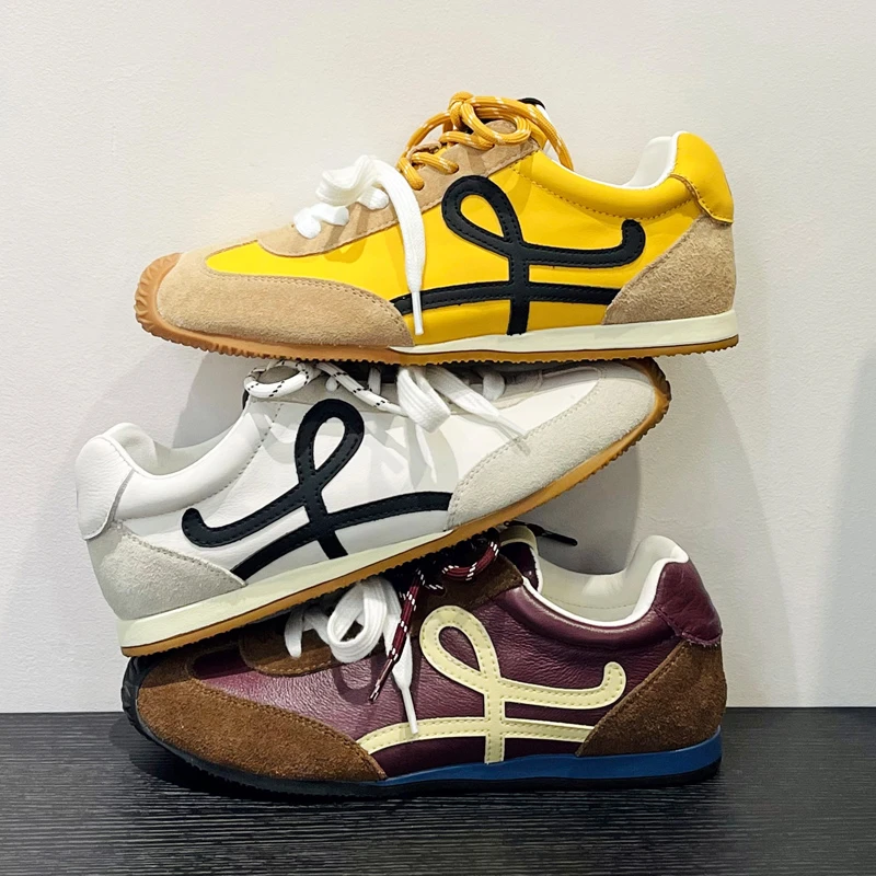 2025春季新款头层牛皮平底德迅鞋 拼色低帮真皮女鞋 时尚女单鞋