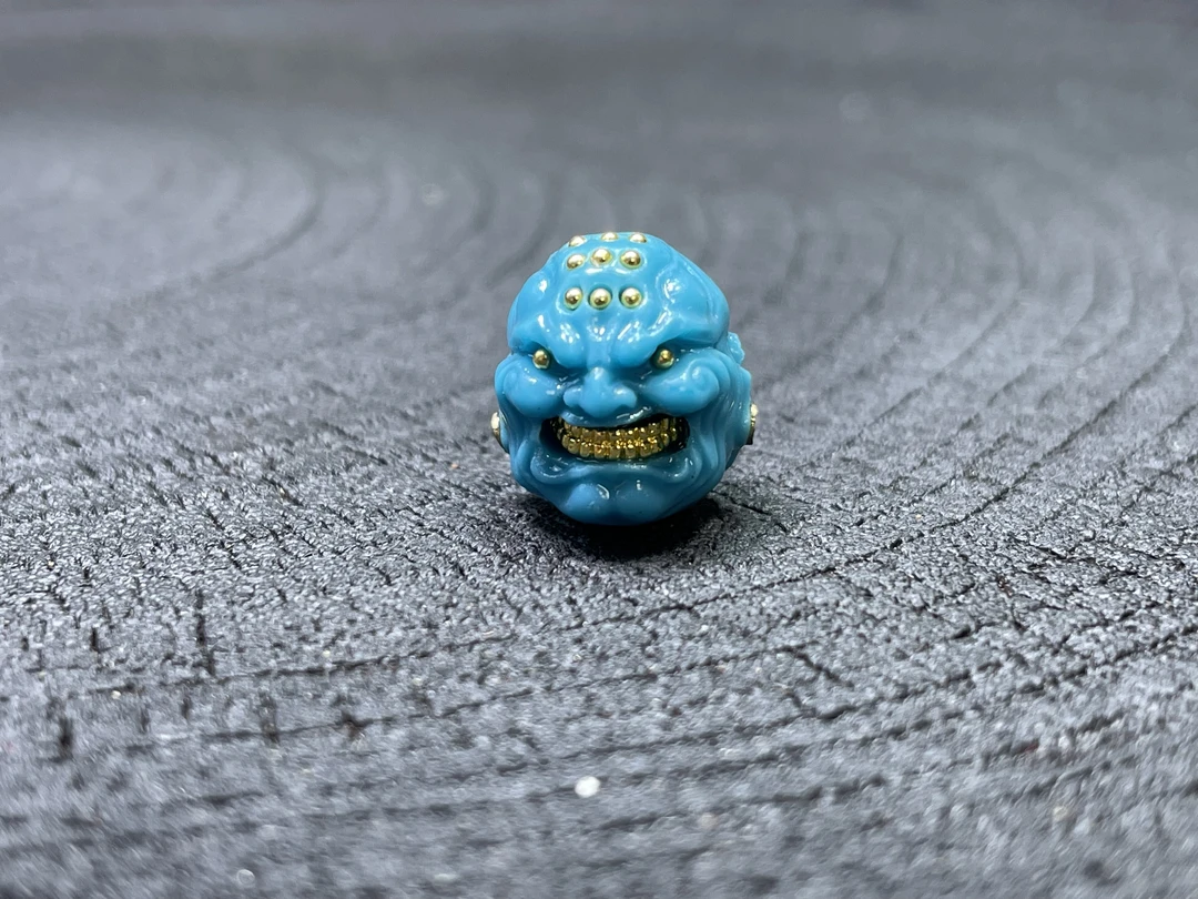 1813文玩DIY腰珠13mm海洋蓝恶僧.戒疤蒙松镶嵌神器配星月猴头椰蒂