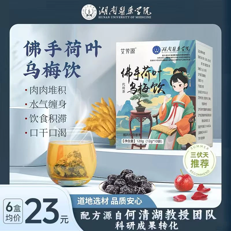 【湖南医药学院何清湖教授团队科研组方】佛手荷叶乌梅饮三伏养生茶