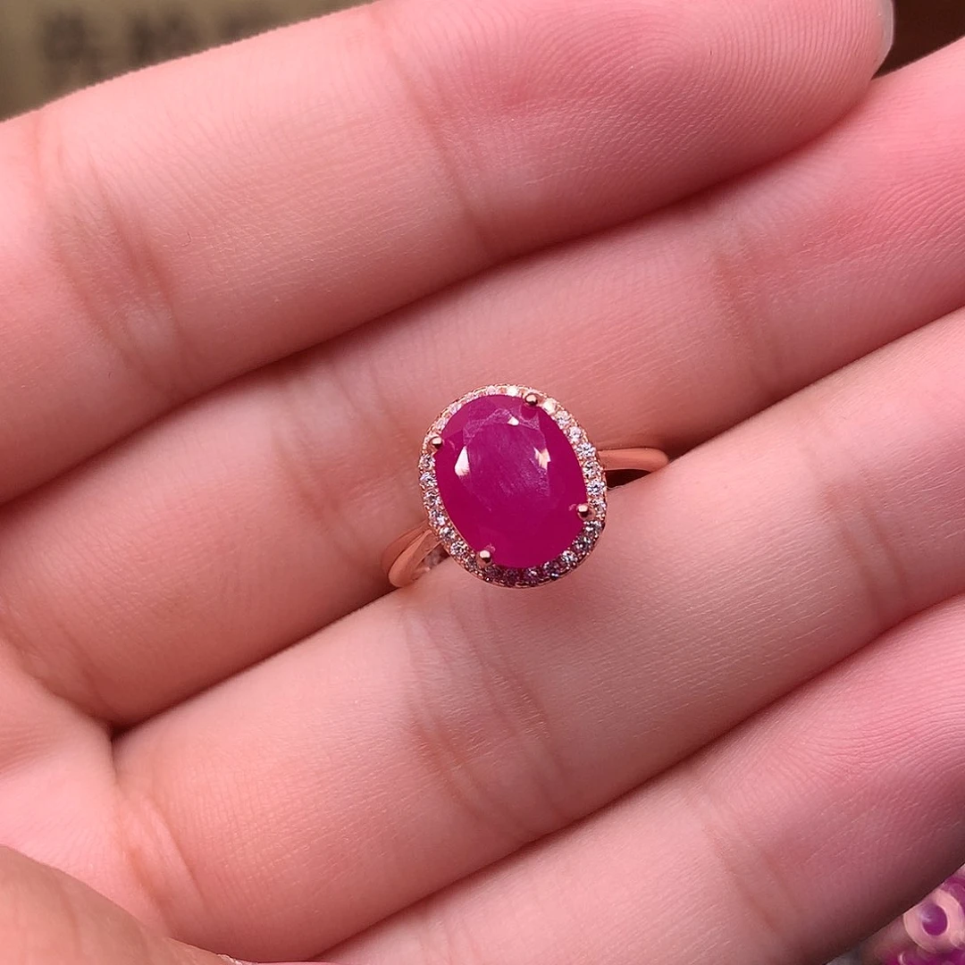 红宝石戒指银S925镶嵌