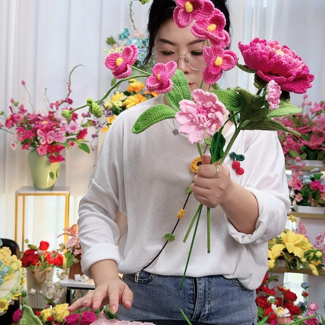 莱赛尔纤维棉手工钩织花束