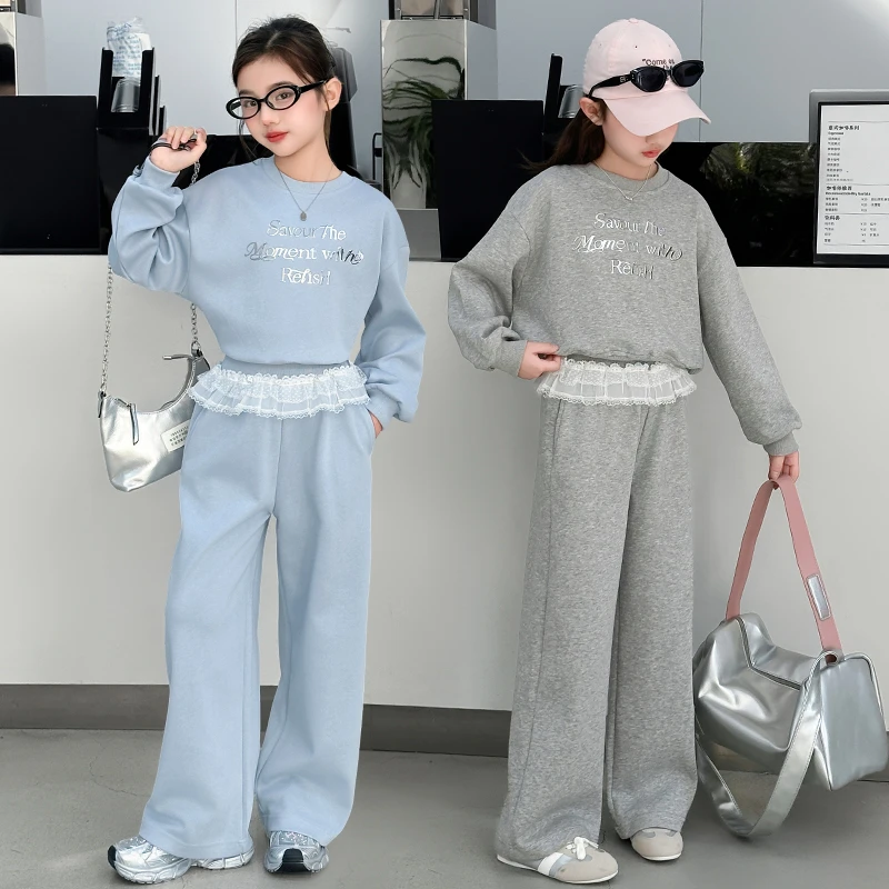 女童春装套装2025新款女大童洋气时髦女孩儿童春秋季拼接运动卫衣