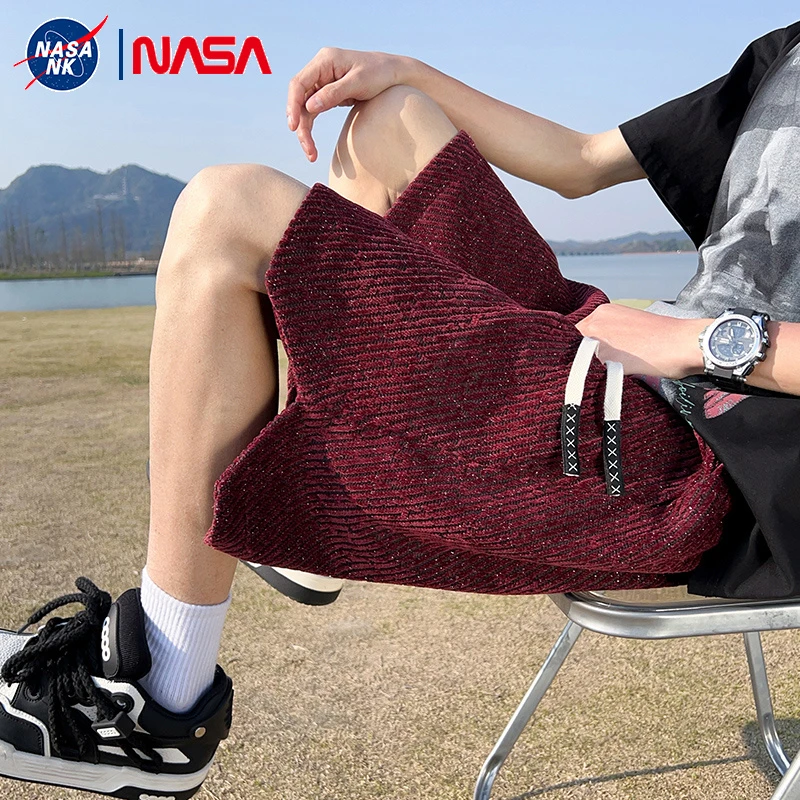 NASA联名纹理感短裤男士夏季薄款透气休闲裤2025新款潮牌男款五分