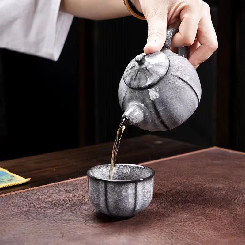 新式黑冰1壶2杯陶瓷家用茶杯茶壶