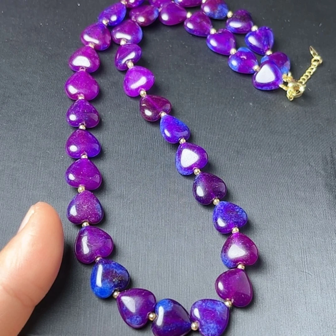 【闪购商品】玻璃DIY蓝紫玉华透爱心项链