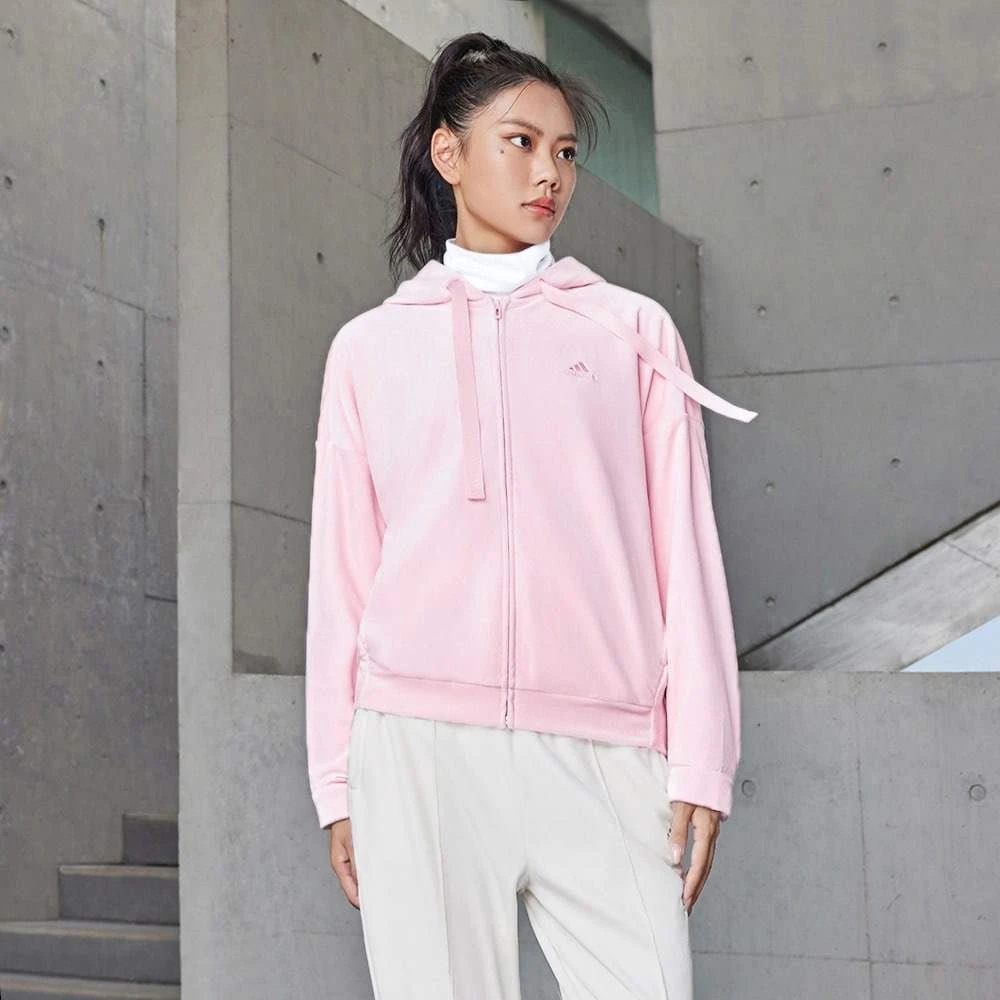 Adidas阿迪达斯~装丝绒外套正品2024春季运动休闲连帽夹克IV7565