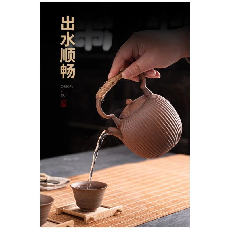 （卓泥）粗陶提梁壶温茶家用暖茶炉蜡烛加热泡茶壶茶具底座温茶1713